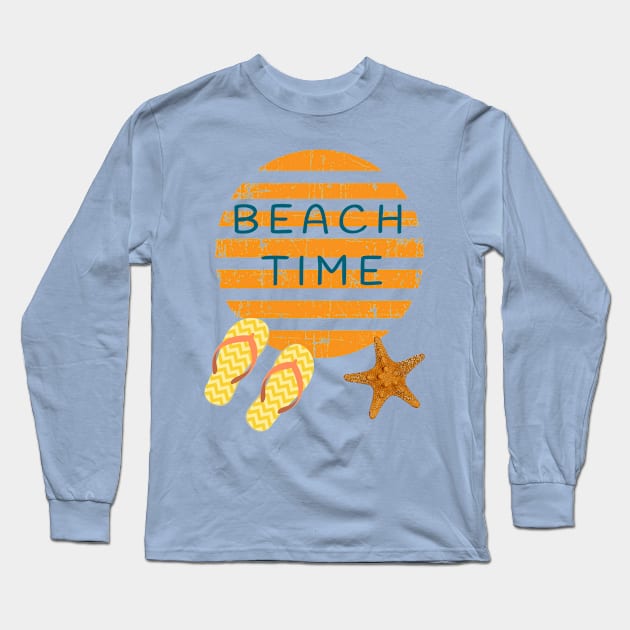 Beach Time Flip Flop Sun T-Shirt Long Sleeve T-Shirt by SistersTrading84